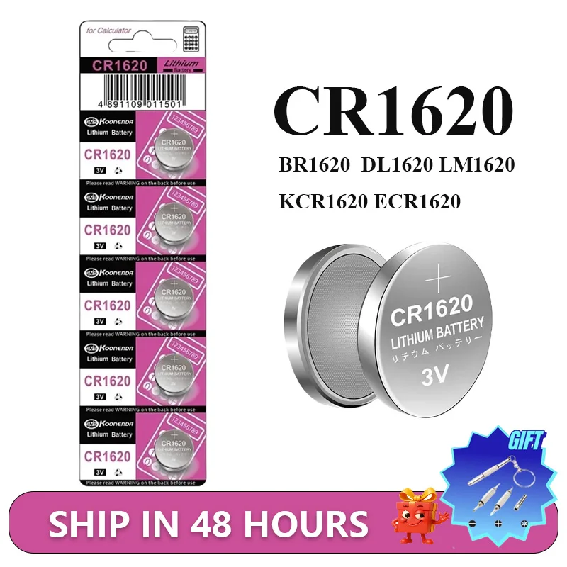 

3V CR1620 Battery CR 1620 Button Battery Suitable for Watch Car Audio Speakers Scales Shavers DL1620 BR1620 Lithium Cell Carded