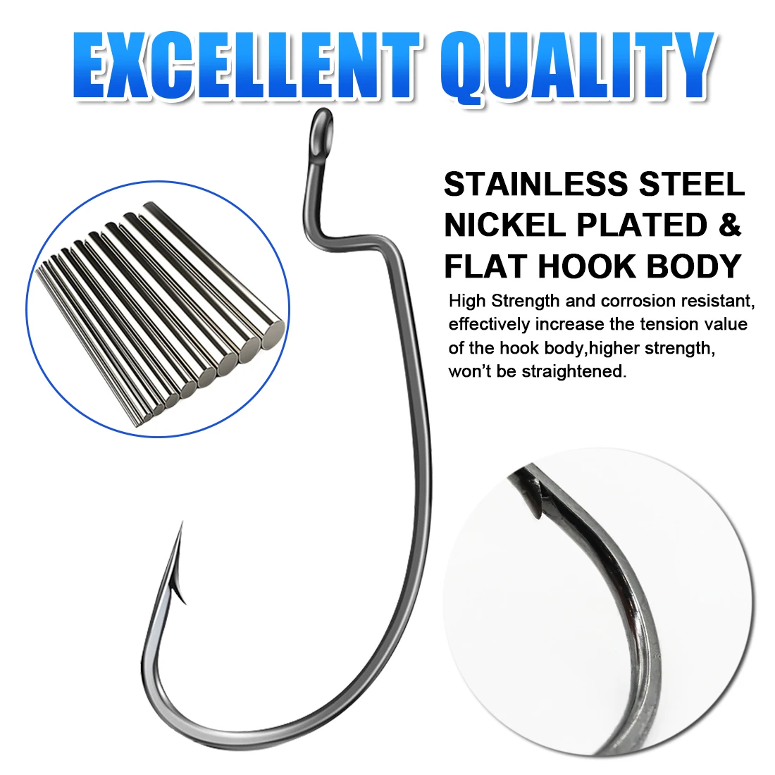 خطاف صيد السمك من FishTrip EWG خطاف صيد السمك لخطاف طعم ناعم من تكساس كارولينا ملحقات صيد الأسماك في المياه المالحة من الفولاذ عالي الكربون