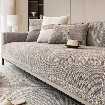 Quatro estações universal capa de sofá chenille envoltório lateral capa de sofá anti-animal de estimação coçar tapete protetor para sala de estar tapetes