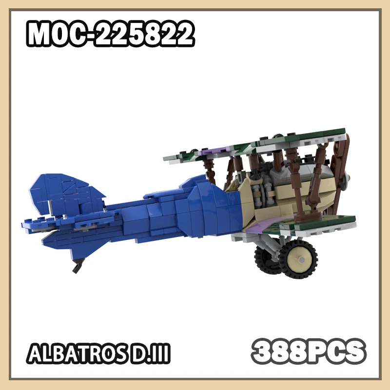 

MOC-225822 Albatros D.III строительный блок в сборе Второй мировой войны, немецкая императорская армия, биплан-истребитель, модель, подарки «сделай сам», 388 шт.