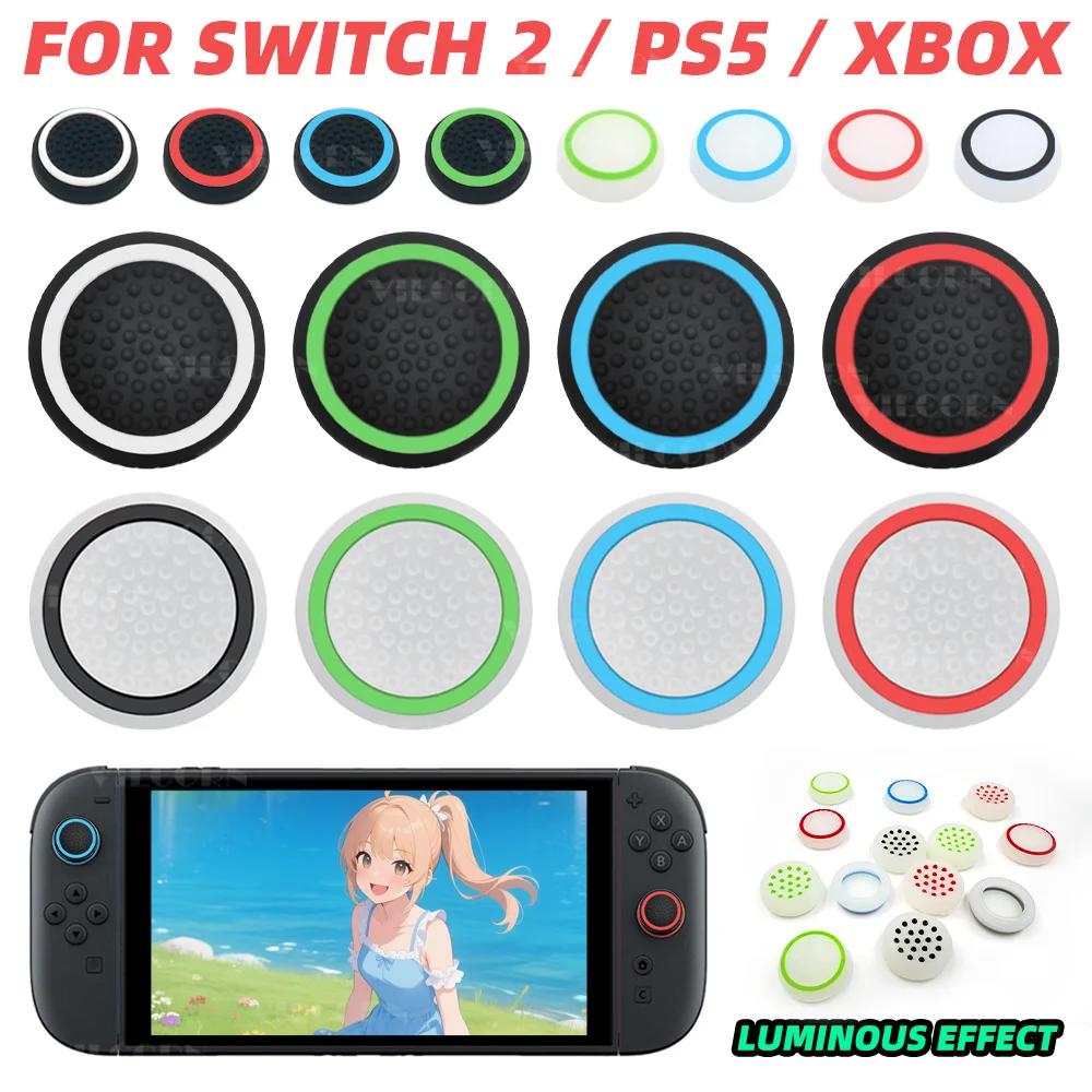 4PCS Luminous Silicone Thumb Stick For Switch2 JoyCon2 Joystick Cover For PS4/XBOX/PS5 Controller Cap Thumb stick Accessorories