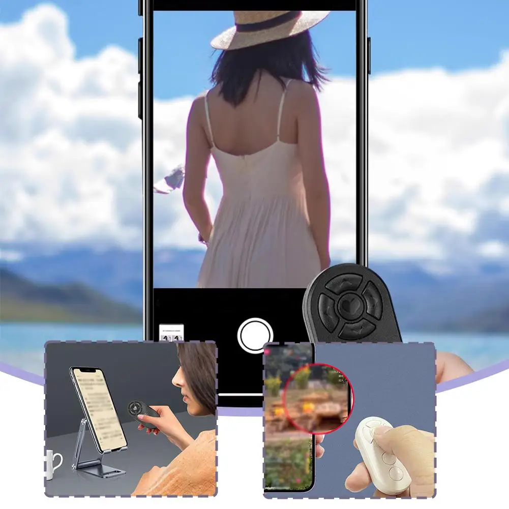 2024 Wireless Phone Selfie Photo Shutter Video Page Rechargeable Bluetooths-compatible Turner Remote Controller M9A6