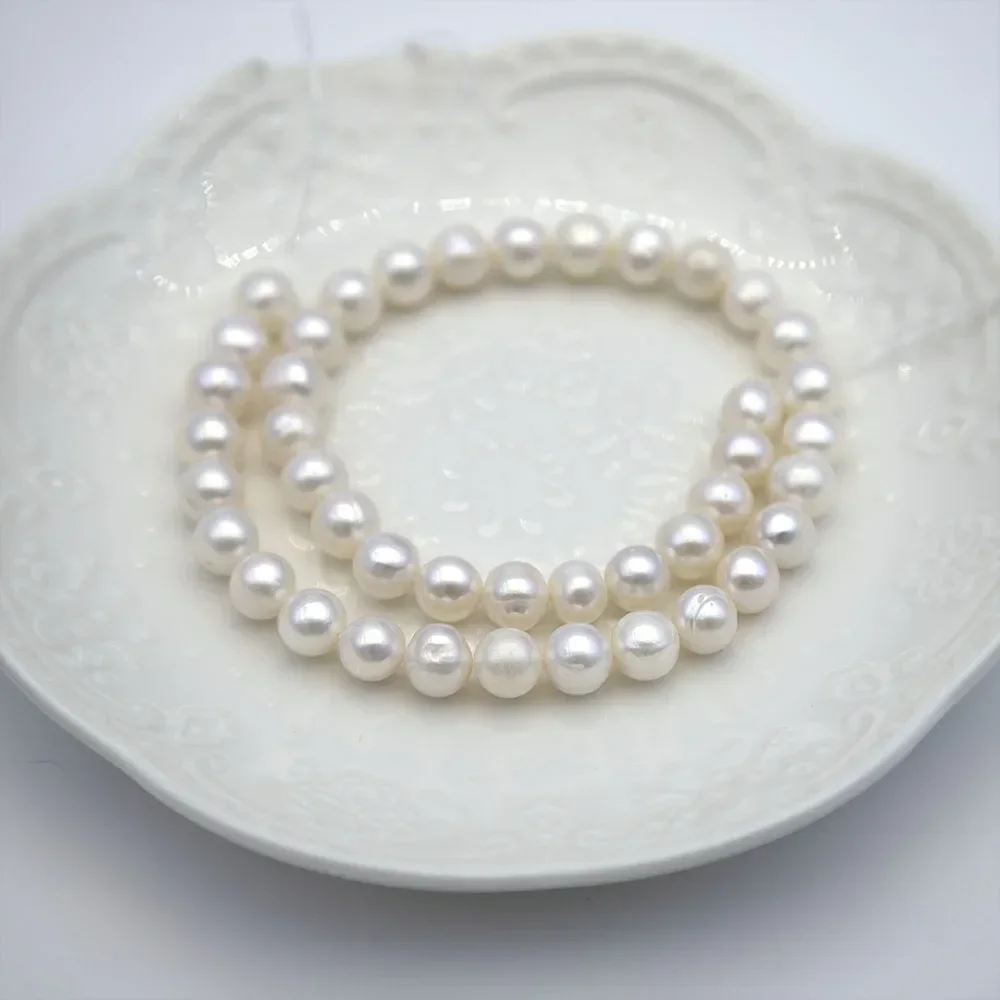 

AA Grade 9-10mm Natural Freshwater Pearl Round Loose Beads Black And White DIY Bracelet Necklace Earrings
