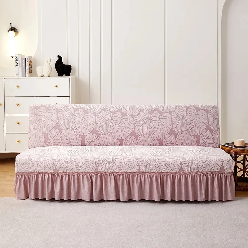 

2 Sizes Jacquard Fabric Armless Sofa Bed Cover Sofa Slipcovers Stretch Protector Elastic Bench Cover Sofacover for Living Room