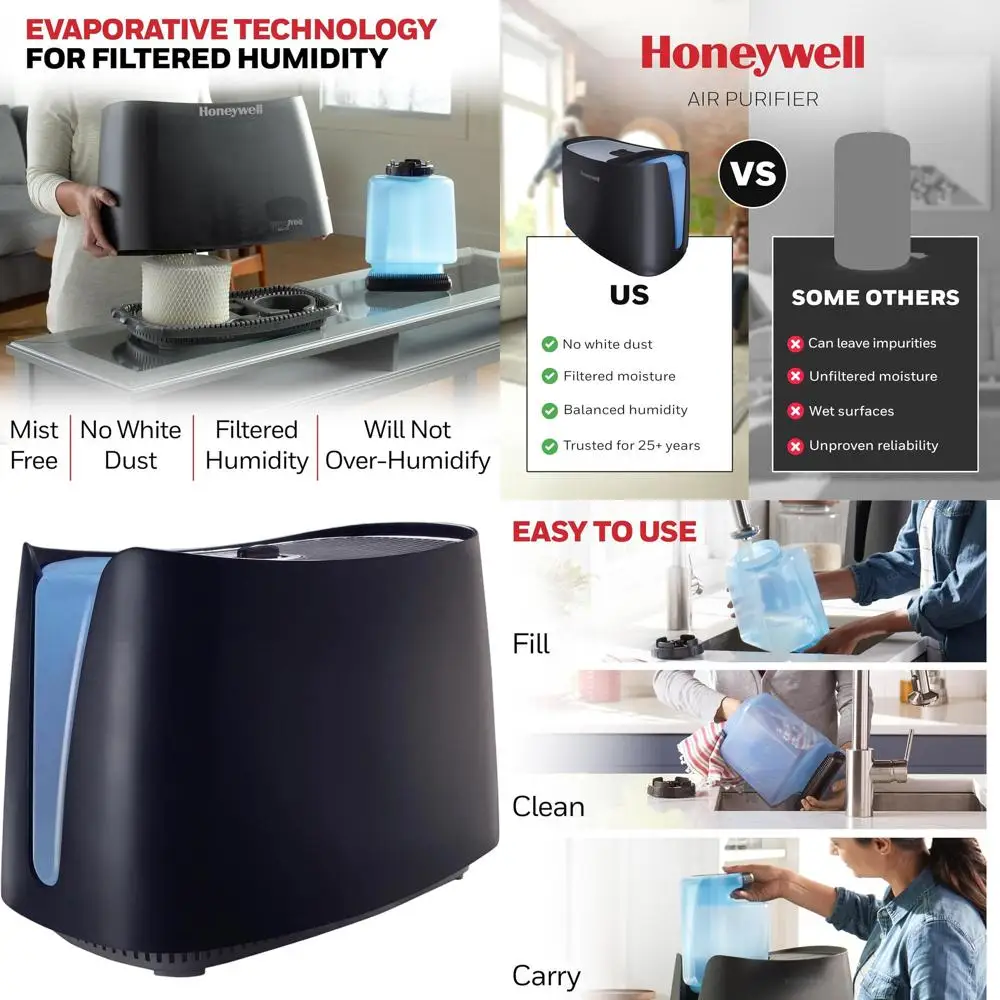 

Компактный увлажнитель воздуха объемом 1,1 галлона для средних помещений, бесшумная работа, УФ-дезинфекция, идеально подходит для детей и младенцев