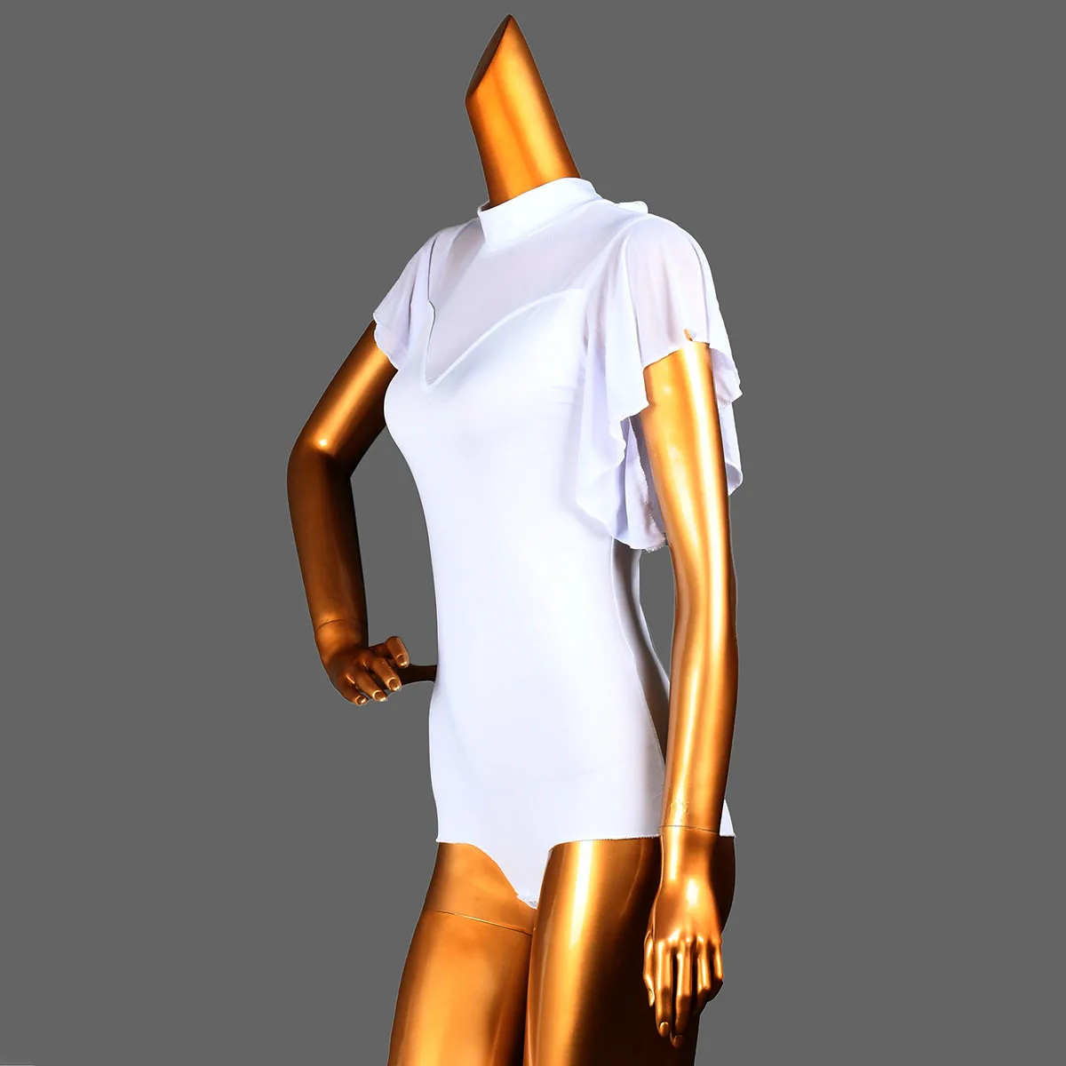 Danza moderna gasa princesa mariposa de manga larga negro Cha-cha Top nuevo traje de cuerpo de práctica de baile latino para mujeres adultas 2025