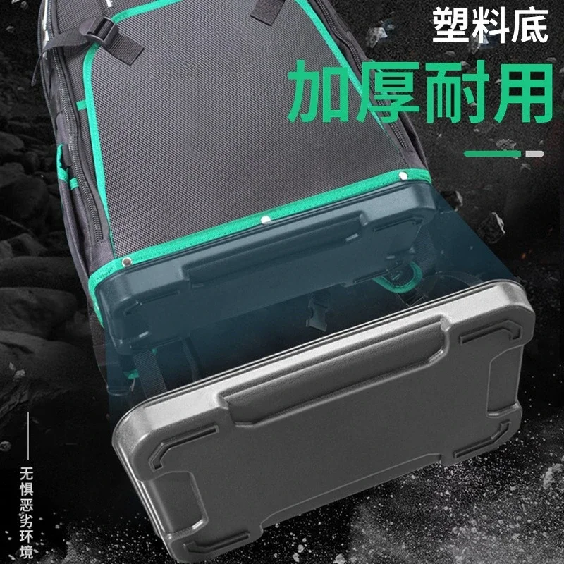 Large heavy duty trolley bag, rubber bottom tool backpack, toolkit, multi-functional universal wheel trolley case