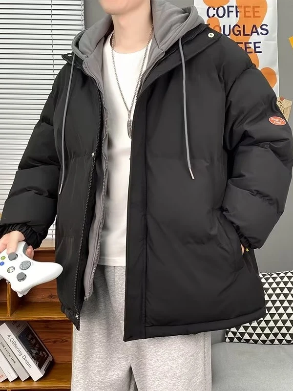 

Мужская утепленная хлопковая куртка с капюшоном, повседневная, теплая, молодежная, модная, для студентов, парная, зимняя верхняя одежда свободного кроя