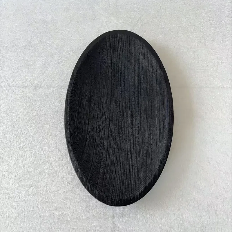 Wooden Oval Black Tray, Home Decor, Vintage Decor Fruit Plate, Afternoon Tea & Coffee Tray