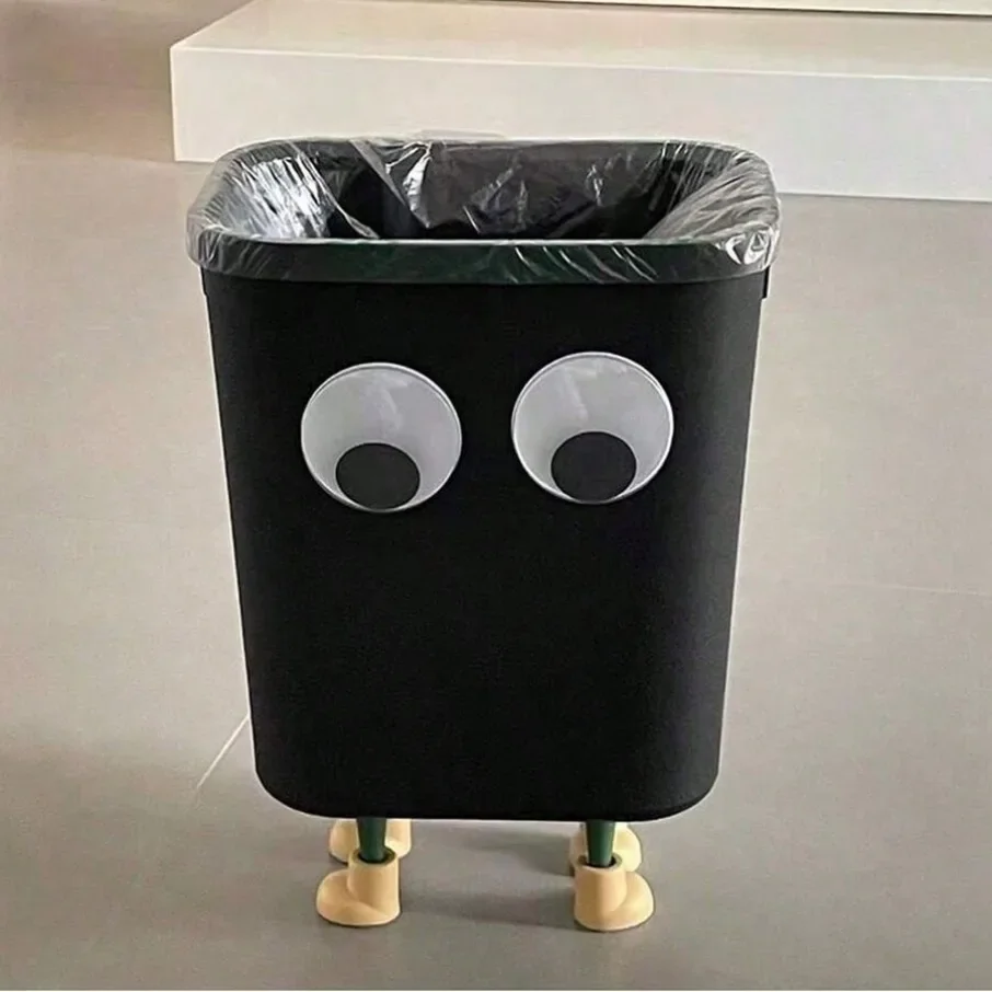 Cartoon Cute Big Eyes Trash Can Garbage Bin Home Office Rubbish Bin Bathroom Garbage Bag Container Waste Bucket Kitchen Dustbin