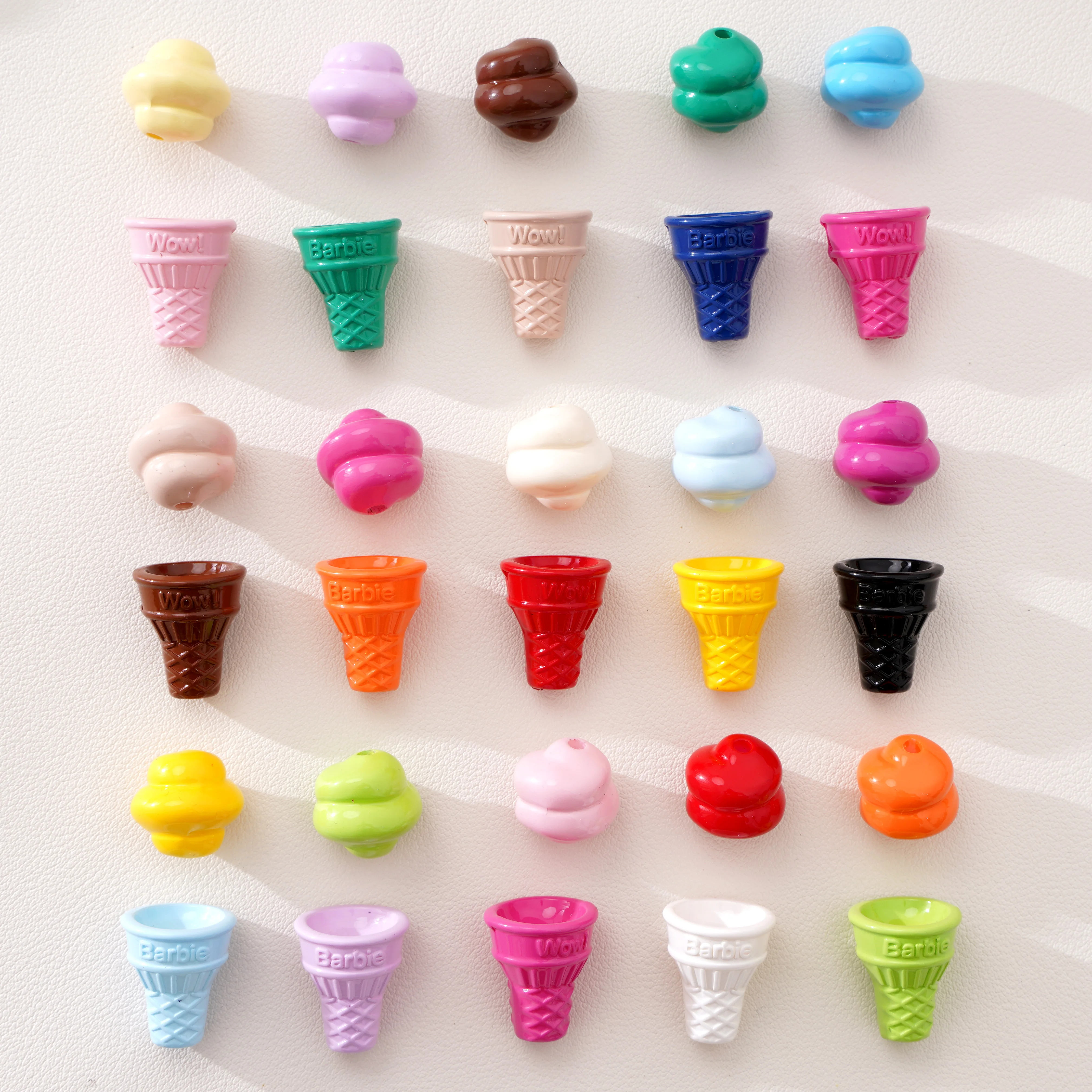 2 قطعة الخرز الخبز الطلاء الآيس كريم الملونة الحلوى الديكور فاصل فضفاض الخرز الكرة لصنع المجوهرات DIY بها بنفسك المفاتيح اكسسوارات