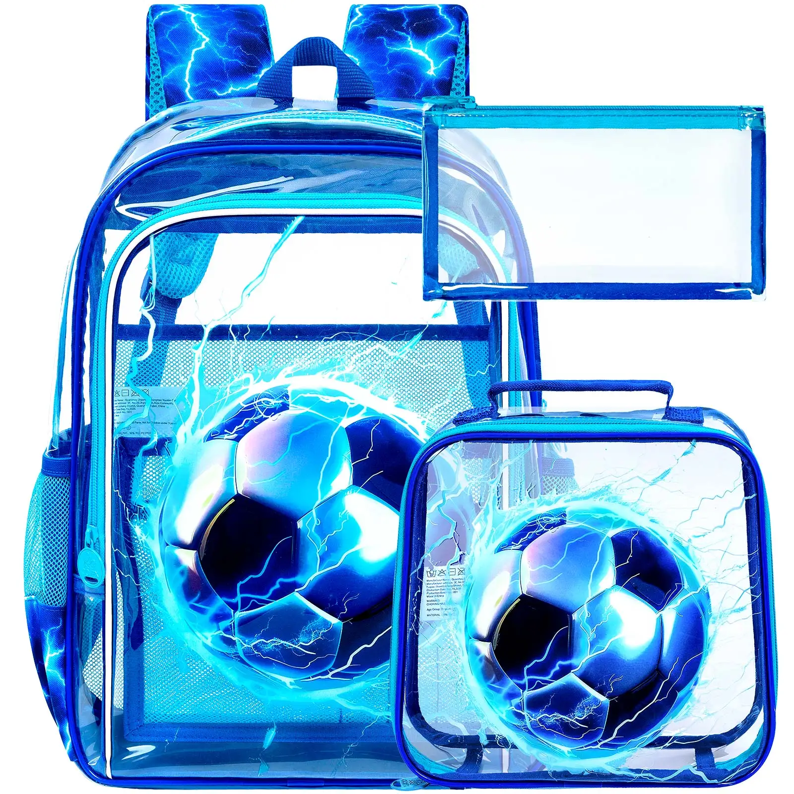 

Прозрачный рюкзак из 3 предметов для девочек и мальчиков, детские прозрачные рюкзаки, одобренные стадионом, прозрачная сумка для книг для начальной школы