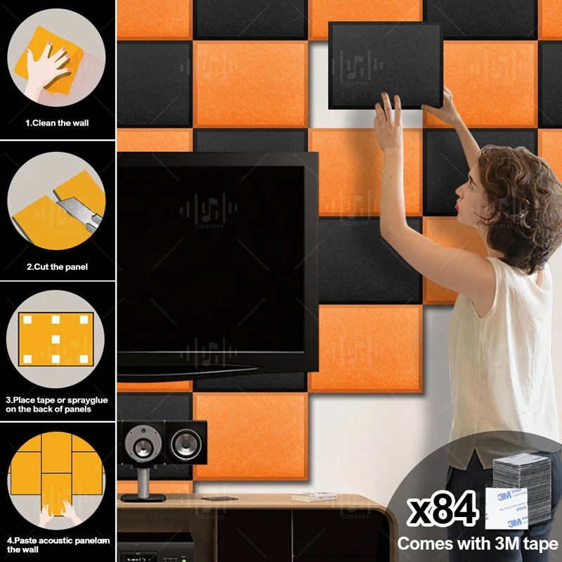 Imagem -06 - Isolamento Acústico Acústico Painéis à Prova de Som para Paredes Auto-adesivo Isolamento Acústico Estúdio Recoring Parede Protetora Adesivo Decoração