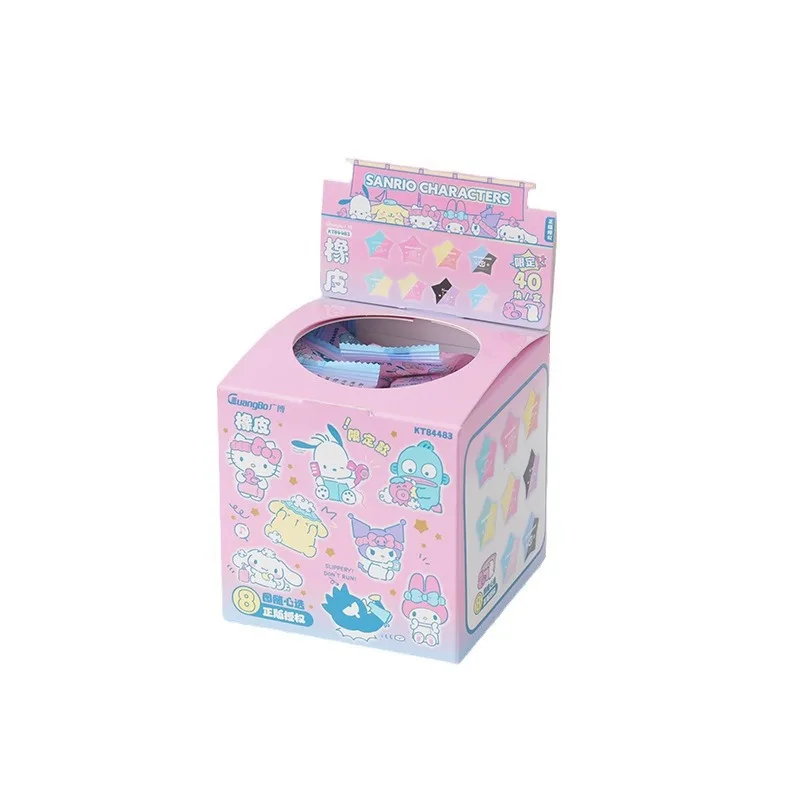 Imagem -06 - Sanrio Papelaria Borrachas Luminosas Kuromi Hangydon Hellokitty Estudante Desenho Lápis Eraser Material Escolar Presente de Aniversário 40 Pcs