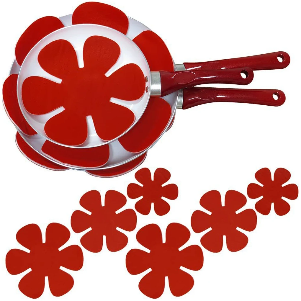 

24pcs/set Silicone Pan Protectors For Stacking Cookware Scratch-Free Pot Protectors Orange Felt B