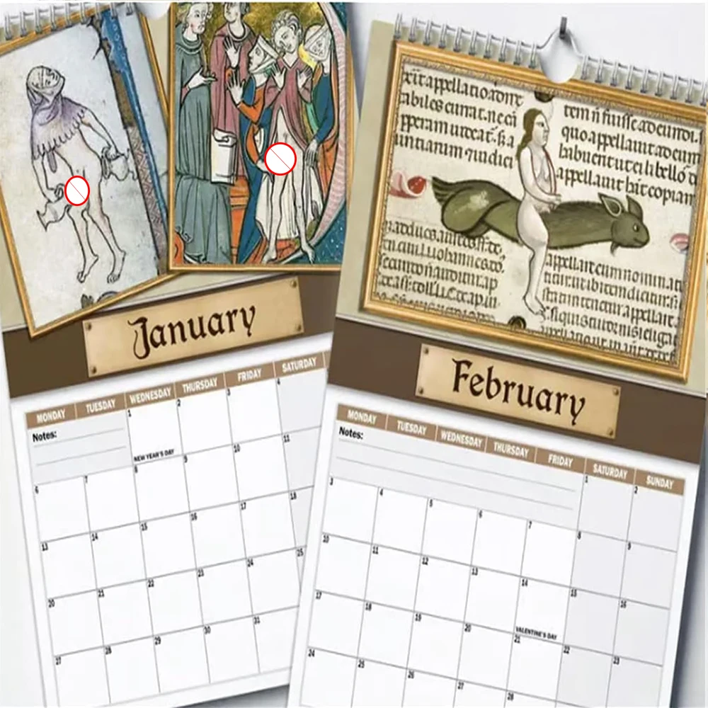 صور القرون الوسطى 2026 التقويم مضحك صور القرون الوسطى التقويم مع الرسوم التوضيحية المزحة القرون الوسطى جدار التقويم لعشاق التاريخ