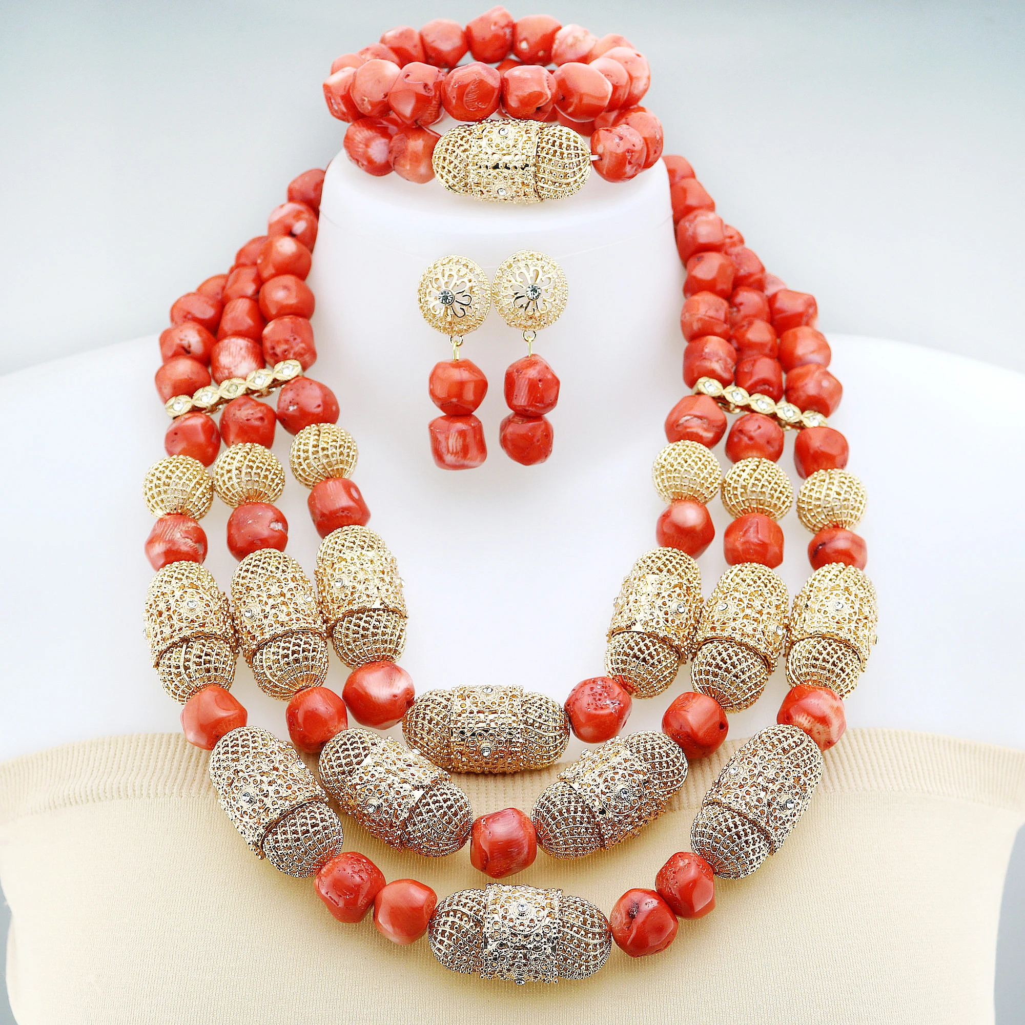 2024 Coral Jewelry Set Latest Coral Jewelry Sets Luxury African Wedding Bridal 2024 Coral Beads Jewelry sets Nigerian Women