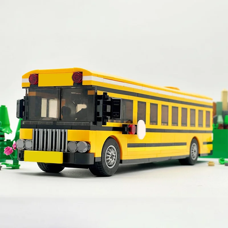 517PCS MOC Transporter School Bus Modular Model Building Blocks Stacking Bricks Creative Toys Kid Gift Diy Educational