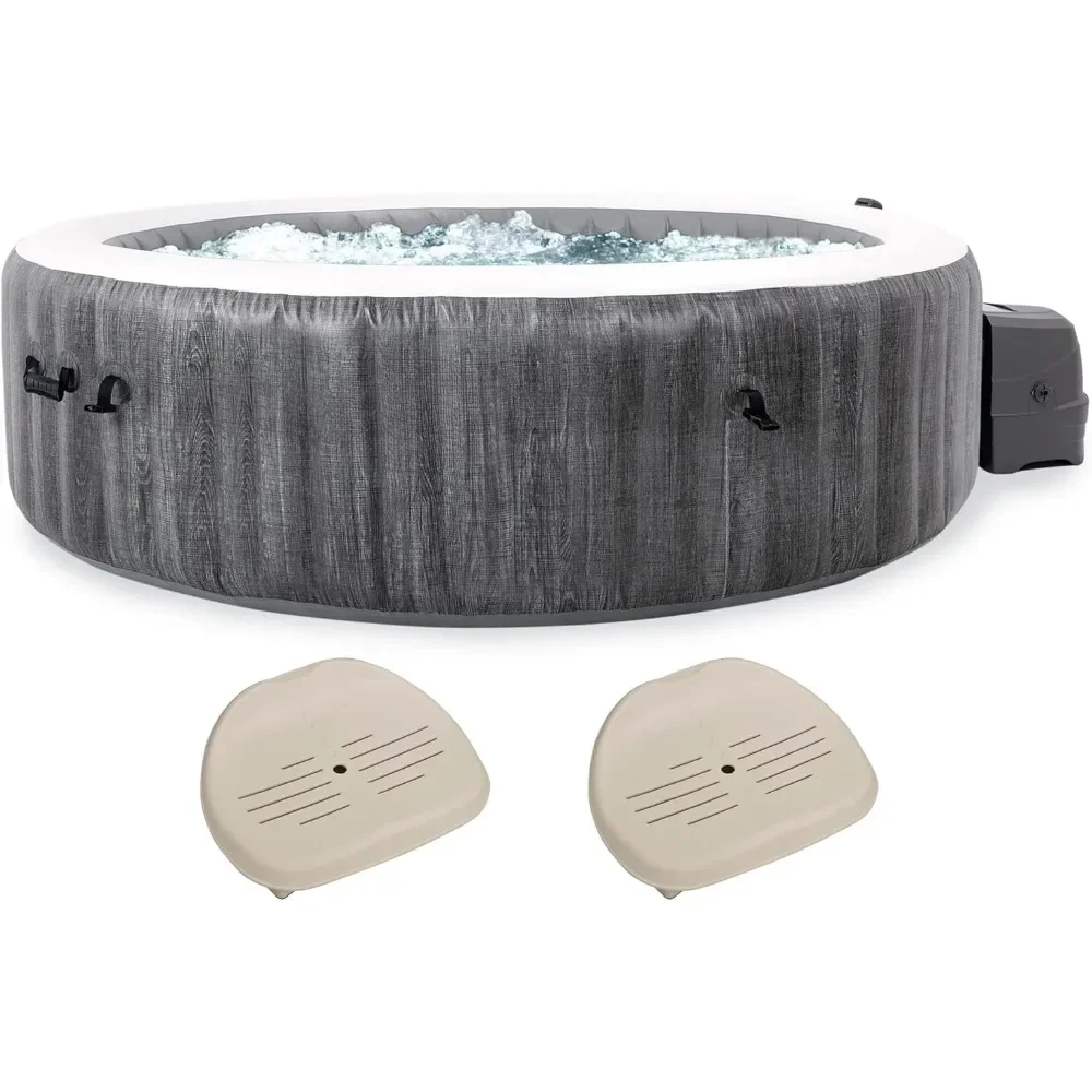 

85"X28" Outdoor Hot Tub with 2 Pack Non-Slip Adjusting Hots Tubs Seat Spa Accessory, Portable Inflatable Hot Tub Bubble Jet Spa