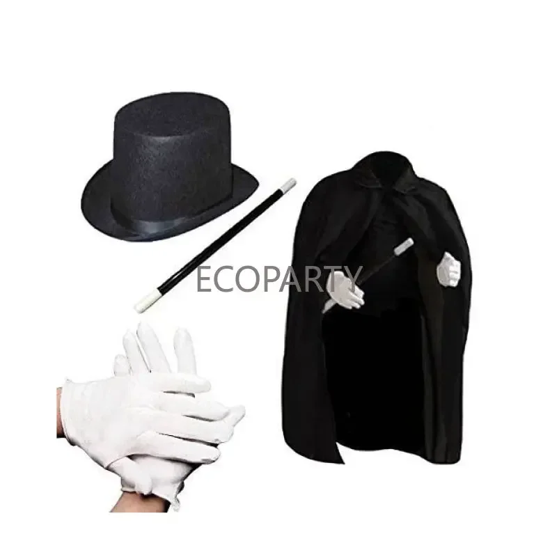 Kids Magician Costume Kids Toy Kit Set for Boy and Girls with Top Hat, Cape, Magic Wand, White Gloves for Magic Tricks Show