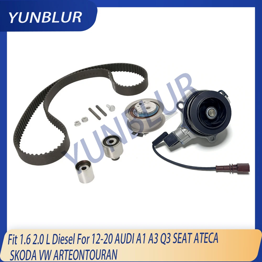 Engine Part Water Pump & Timing Tensioner Belt Kit Fit 1.6 2.0 L Diesel For 12-20 AUDI A1 A3 Q3 SEAT ATECA SKODA VW ARTEONTOURAN