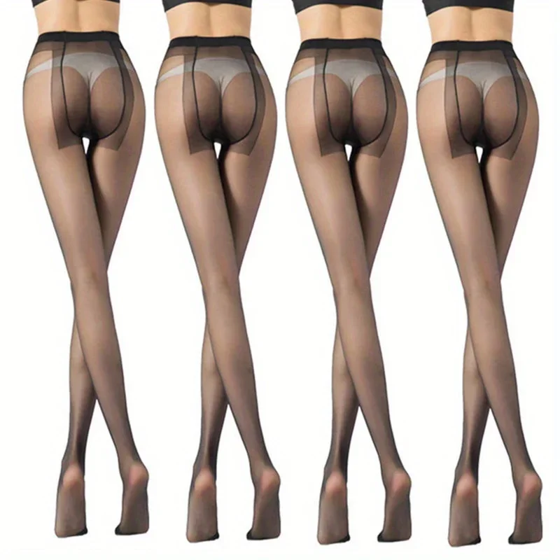1 Pairs Women's High-Waist Control Top Pantyhose-5 Denier Ultra-Thin Reinforced Toe, Non-Binding Comfort Waistband