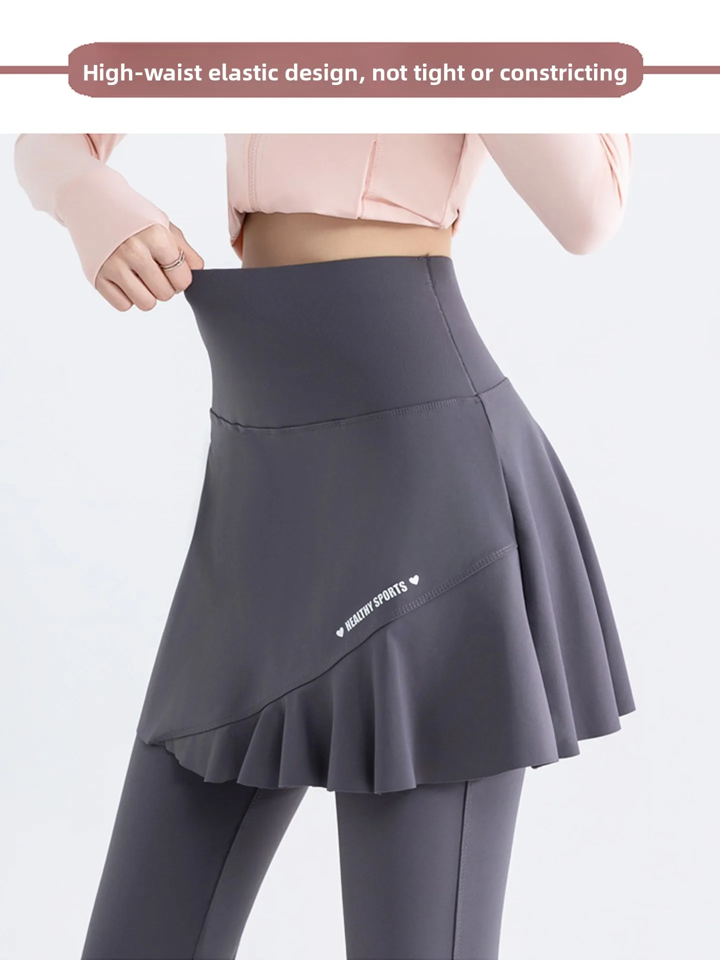 Pantalones de Yoga con forro de Fce de cintura alta, pantalones deportivos para mujer, diseño de aleta arca falsa de dos piezas, Otoño Invierno, Bot de talla grande