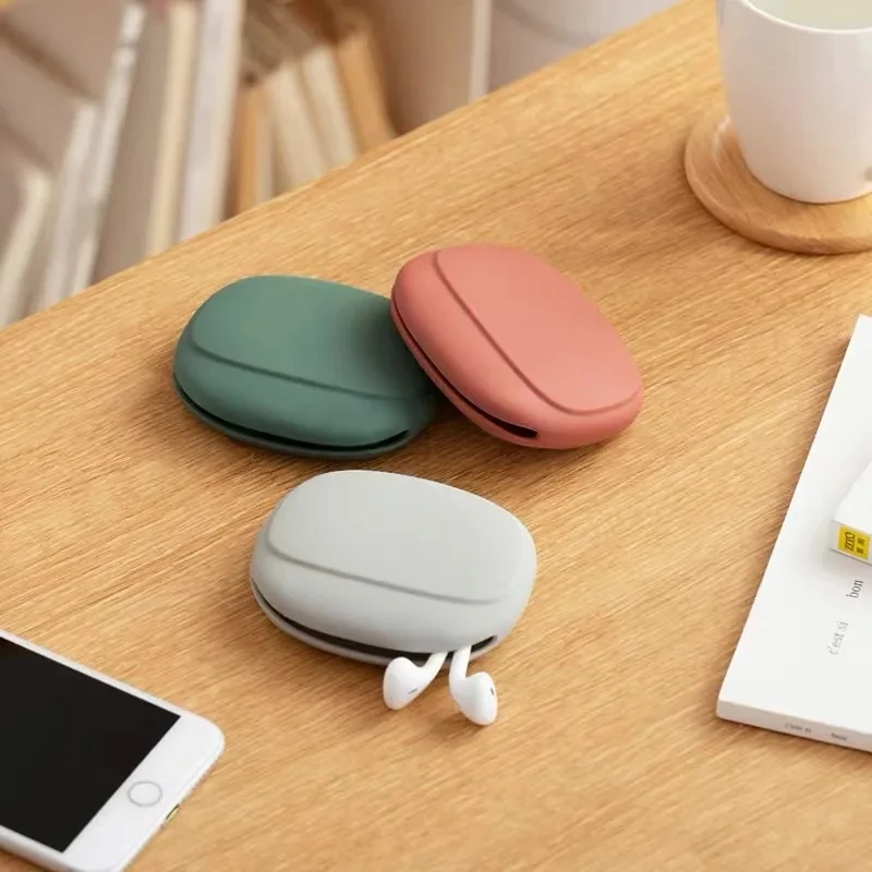 Wired Earphone Silicone Storage Bag Portable Travel Data Cable Protective Case Pure Color Coins Pouch Bag in Home Office