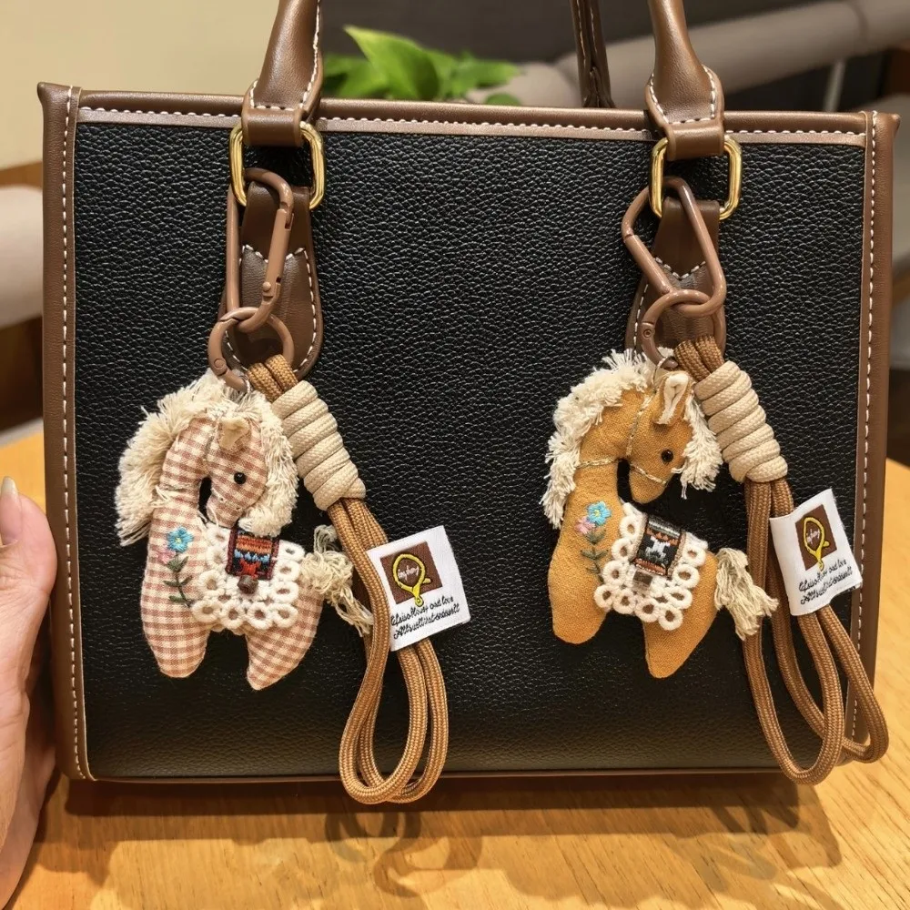 Stuffed Animal Horse Plush Keychain Cute Design Hanging Decor Horse Year Key Ring Lucky Mascot Backpack Ornaments Pony Pendant