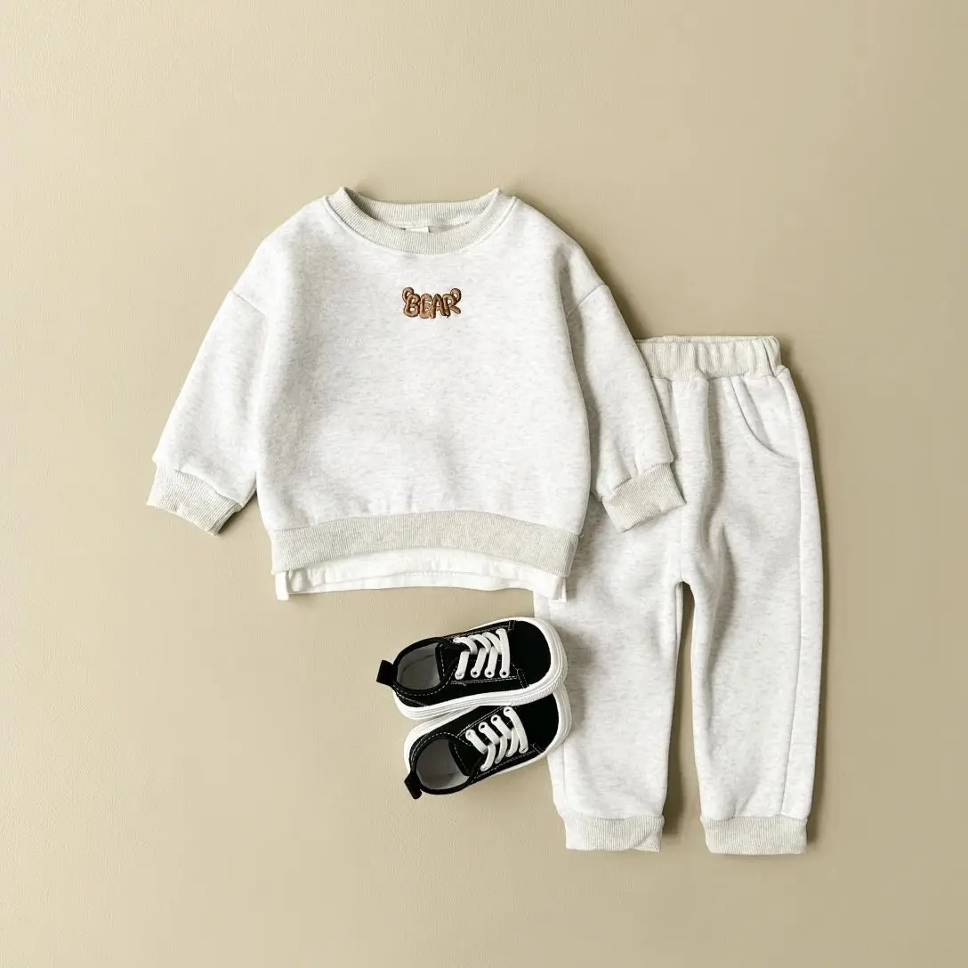 Cute Bear Children\'s Sets Boys Girls Plush Set 2024 Autumn/Winter Fashionable Kids Sweater Pants Two Piece Set Kids Clothes Sets