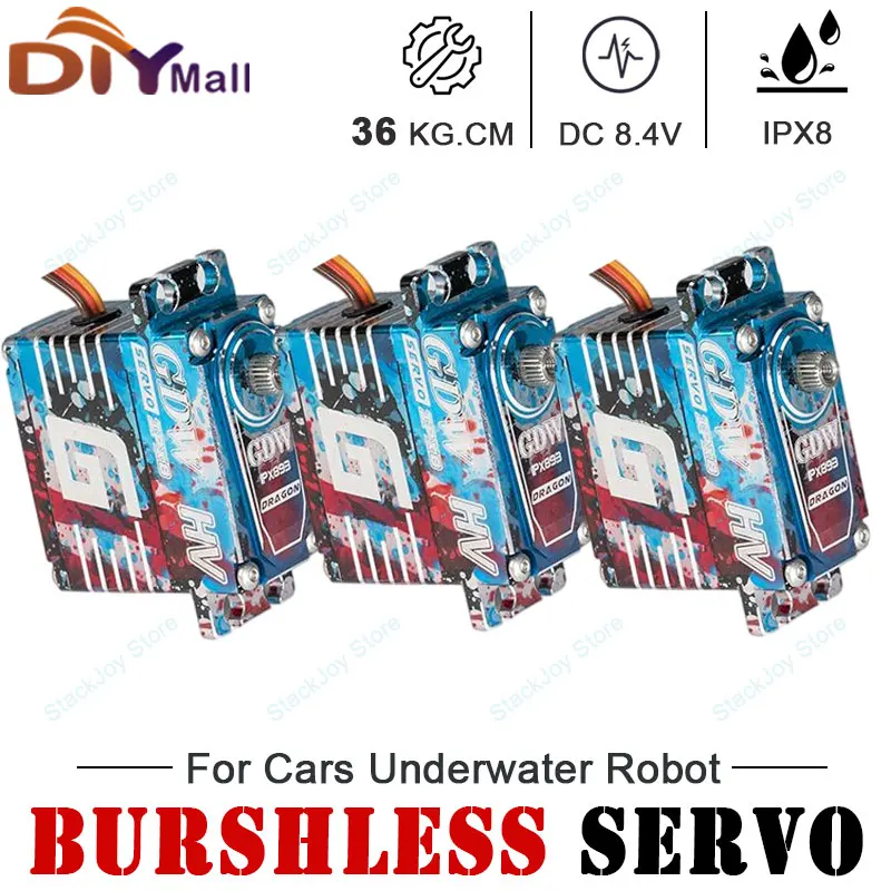 

GDW Digital Servo 36kg High-Torque Waterproof IPX8 6.0-8.4V Metal Gear for RC Crawler Truck Underwater Robot Heavy Duty