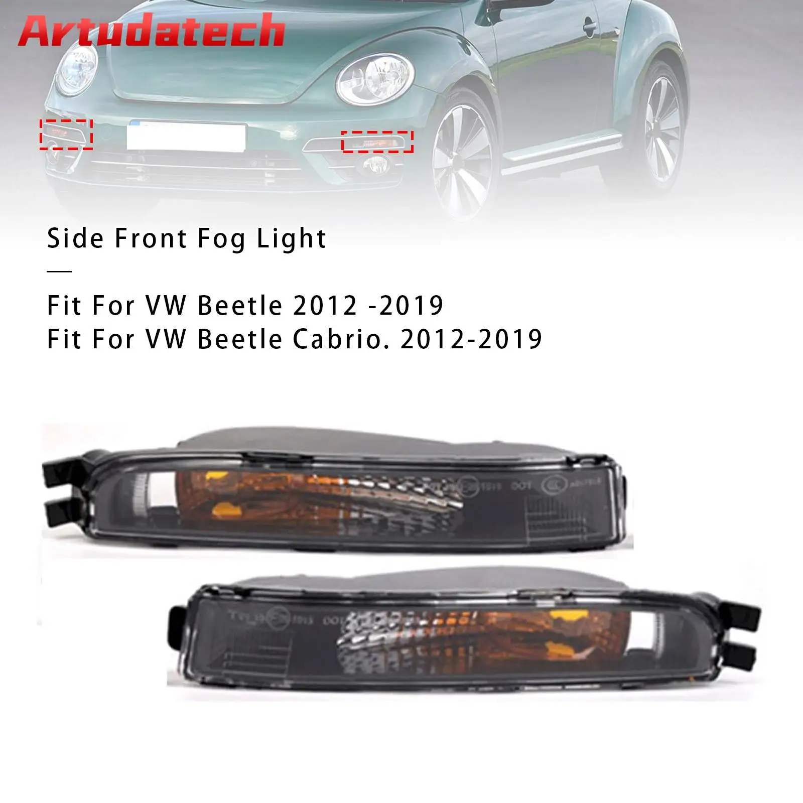 

Artudatech Pair Front Bumper Turn Signal Light Without Bulbs For VW Beetle 12-19 5C5953041A Car Accessories
