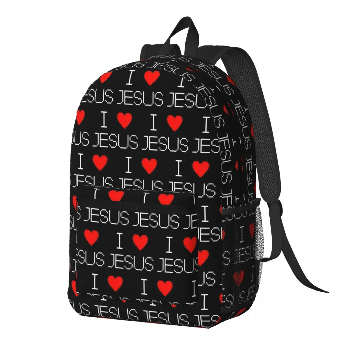 

I Love Jesus God Cross Print Backpack Daypack Large Capacity Children BookBag School Bag Shoulder Bags for Men Women