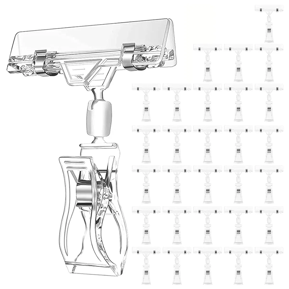 30 Pcs Label Holders Sign Clip, Plastic Clear Rotatable Sign Clips, Merchandise Sign Display Clip, Price Tag Clamp