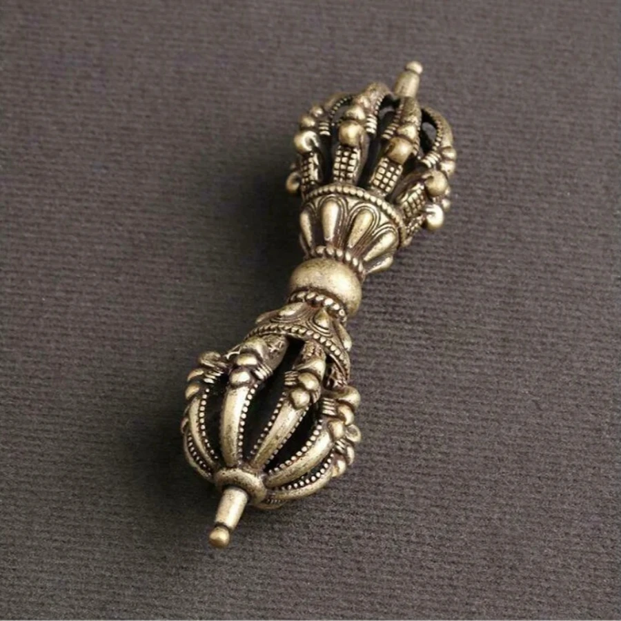 Antiguo Tíbet Tantra budismo plata tibetana Dorje Phurpa mortero Vajra coleccionable budista Phurpa demonio tallado exorcismo