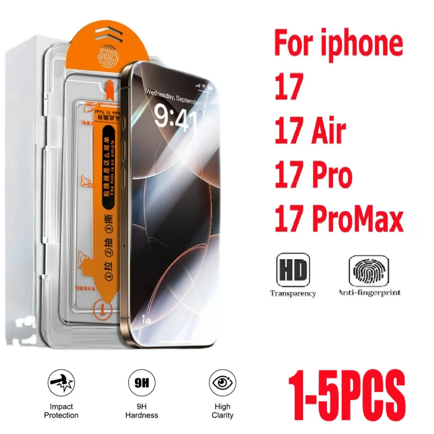 1-5 SZTUK Folia Ochronna Bezpyłowa do Montażu na iPhone 17 Pro Max iPhone 17 Pro 17 Air Pełna Ochrona Ekranu dla iPhone 17 — 2