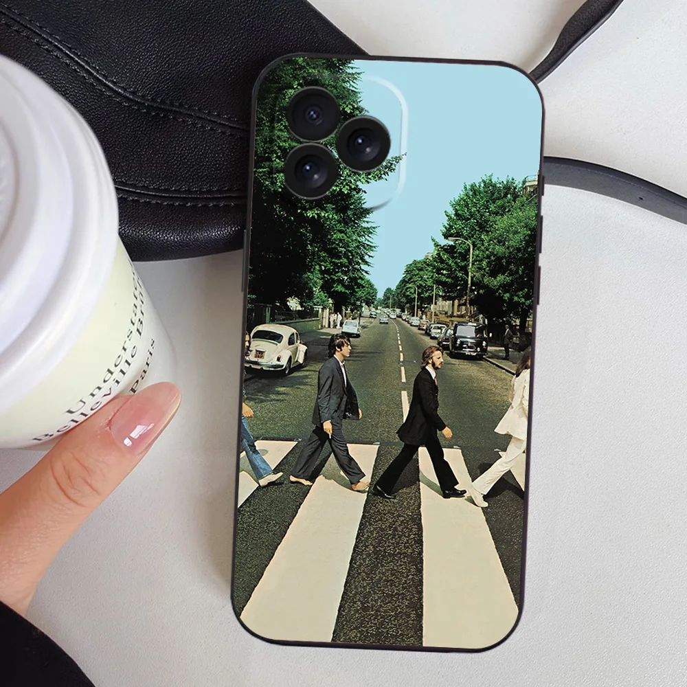 The B-Beatles Phone Case for iPhone 12 11 13 14 15 16 Max Pro Plus Black Soft Silicone Cover