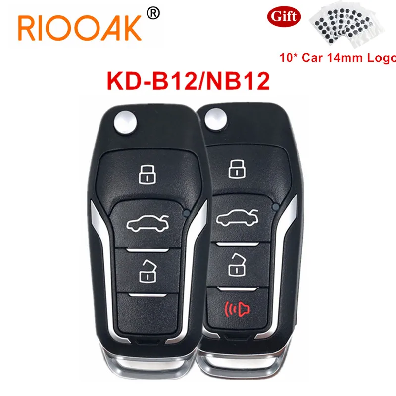 

KEYDIY KD B12-3/4 NB12-3/4 Universal Remote Car Key For KD900/KD-X2/KD-MAX MINI Key Programmer For Ford with free 10pcs car logo