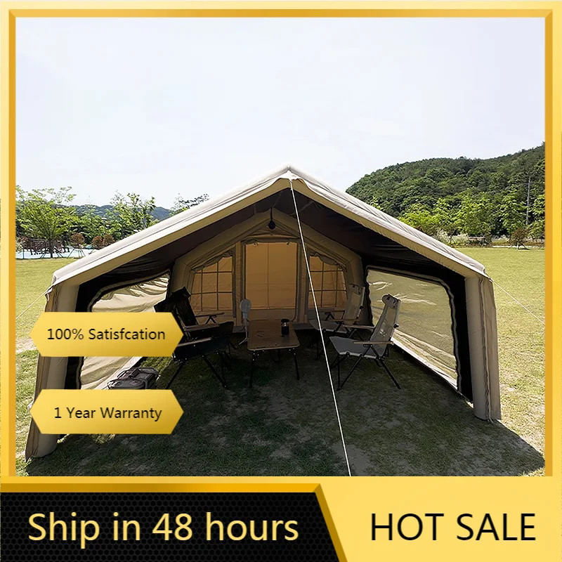Coody 10.0 Beige Air Tent With Inflatable Foyer, Windproof Portable Outdoor Camping Tent