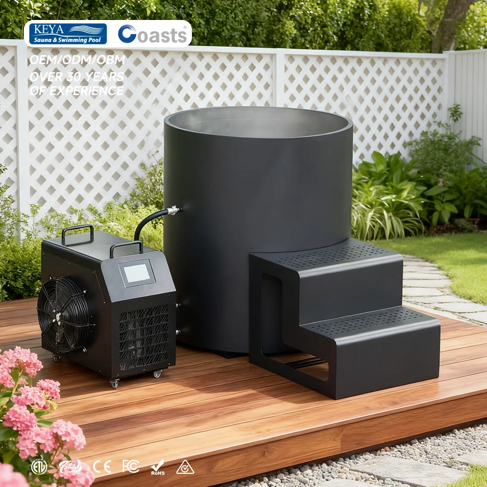 

Modern Style 1 Person Round Ice Bath Pool Tub Cold Plunge Pool with Cold Plunge Tub Chiller