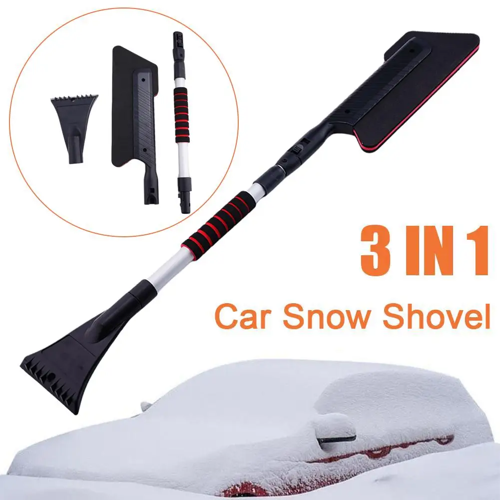 3 In 1 Extendable Ice Scraper Multifunctional Detachable Brush Car Defrost Ice Snow Scraping Accessories Windshield Front B A6E1