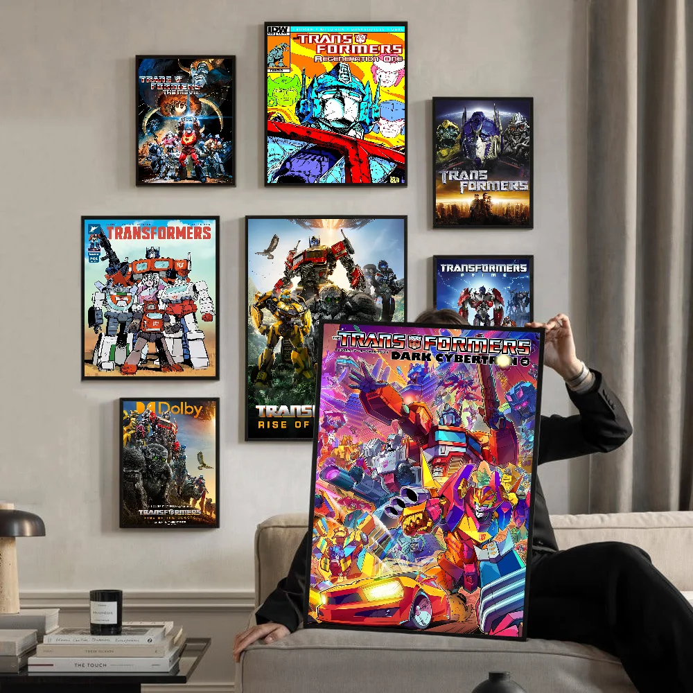 

Movie T-Transformers Vintage Posters Sticky Retro Kraft Paper Sticker DIY Room Bar Cafe Kawaii Room Decor