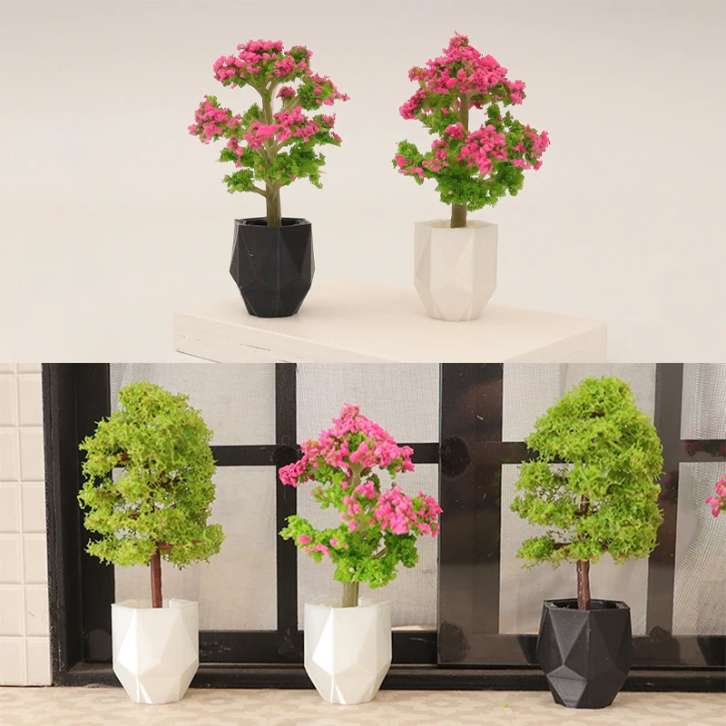 Plante de Simulation pour maison de poupée, modèle en pot, Mini décoration de maison, Micro jardin, ornements de paysage, 1/12