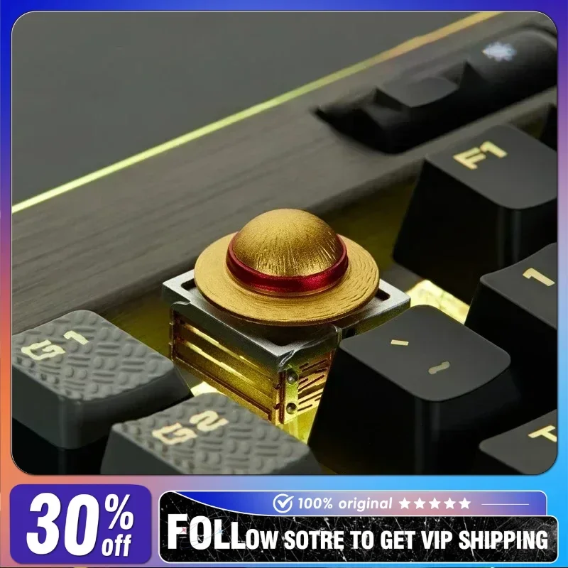 

ZOMO Anime Keycaps Aluminum Alloy Luffy Sabo Chopper Ace Joint Model 3D Hat Key Cap for Mechanical Keyboard Customized Keycaps