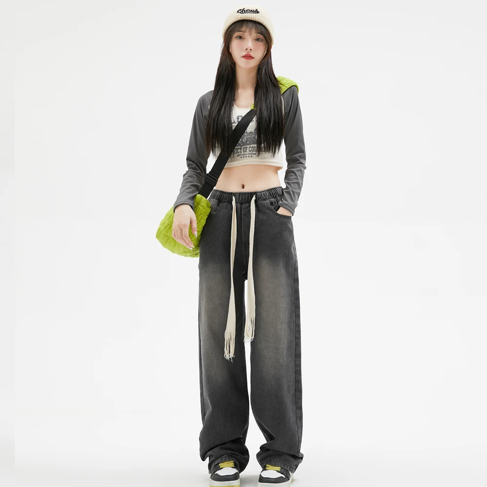 JAYSCE Harajuku Parachute Jeans Hip Hop Streetwear Wide Leg Baggy Cargo Trousers Female Hippie Korean Edgy Style Jogging Pants