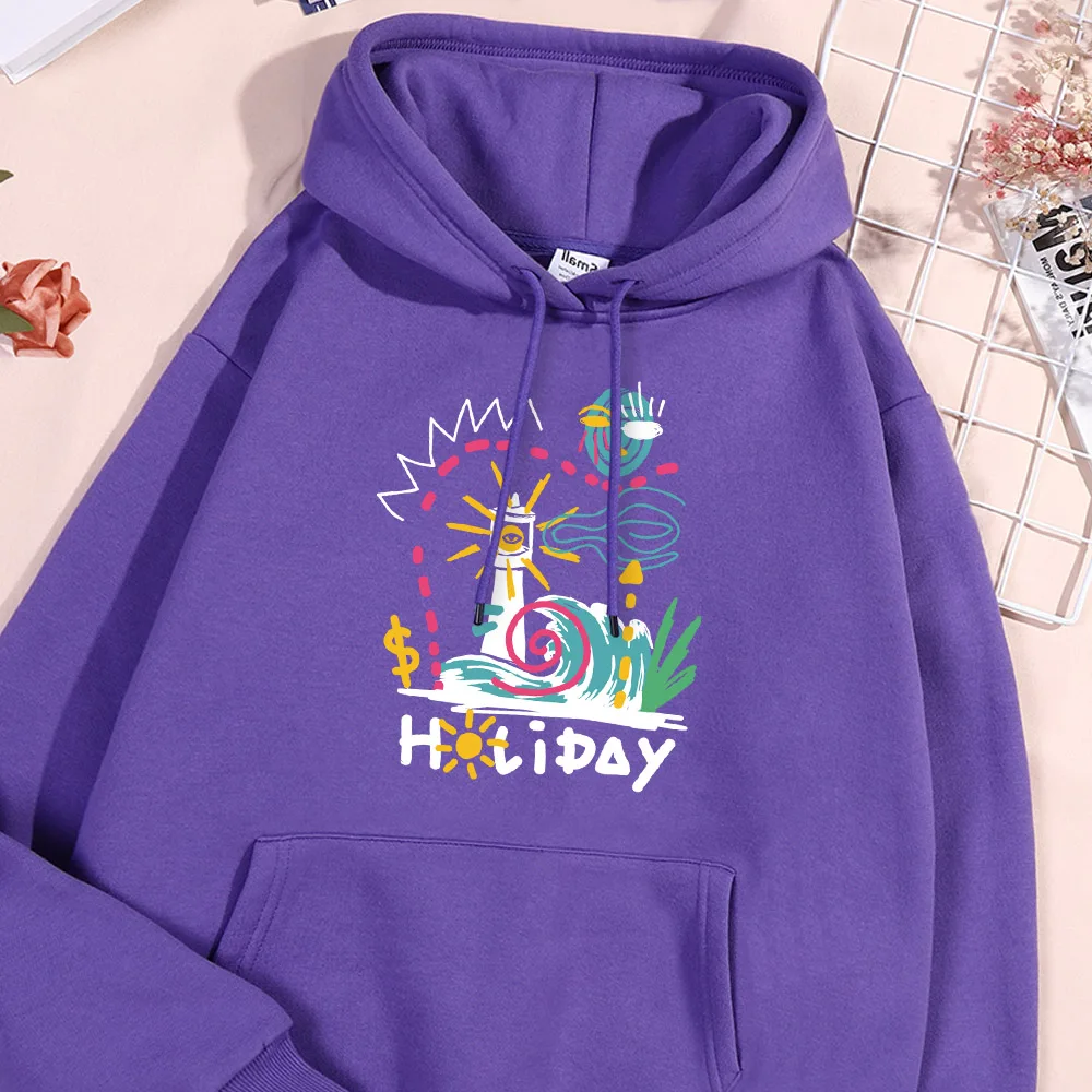 Cartoon Wave Lighthouse Hoodie Men Autumn New Fleece Hoodies Soft Comfort Pullover Oversize Loose Hoody Flexible Clothing