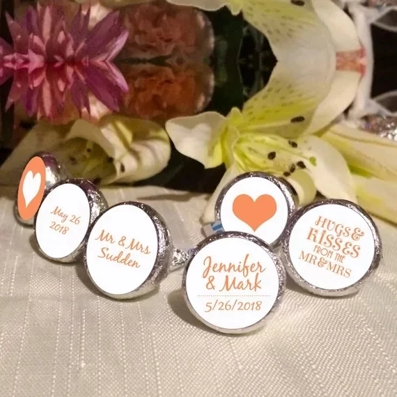 personalize Mr and Mrs Kiss Stickers -Wedding candy chocolate lables stickers seals customize birthday baby shower candy sticker