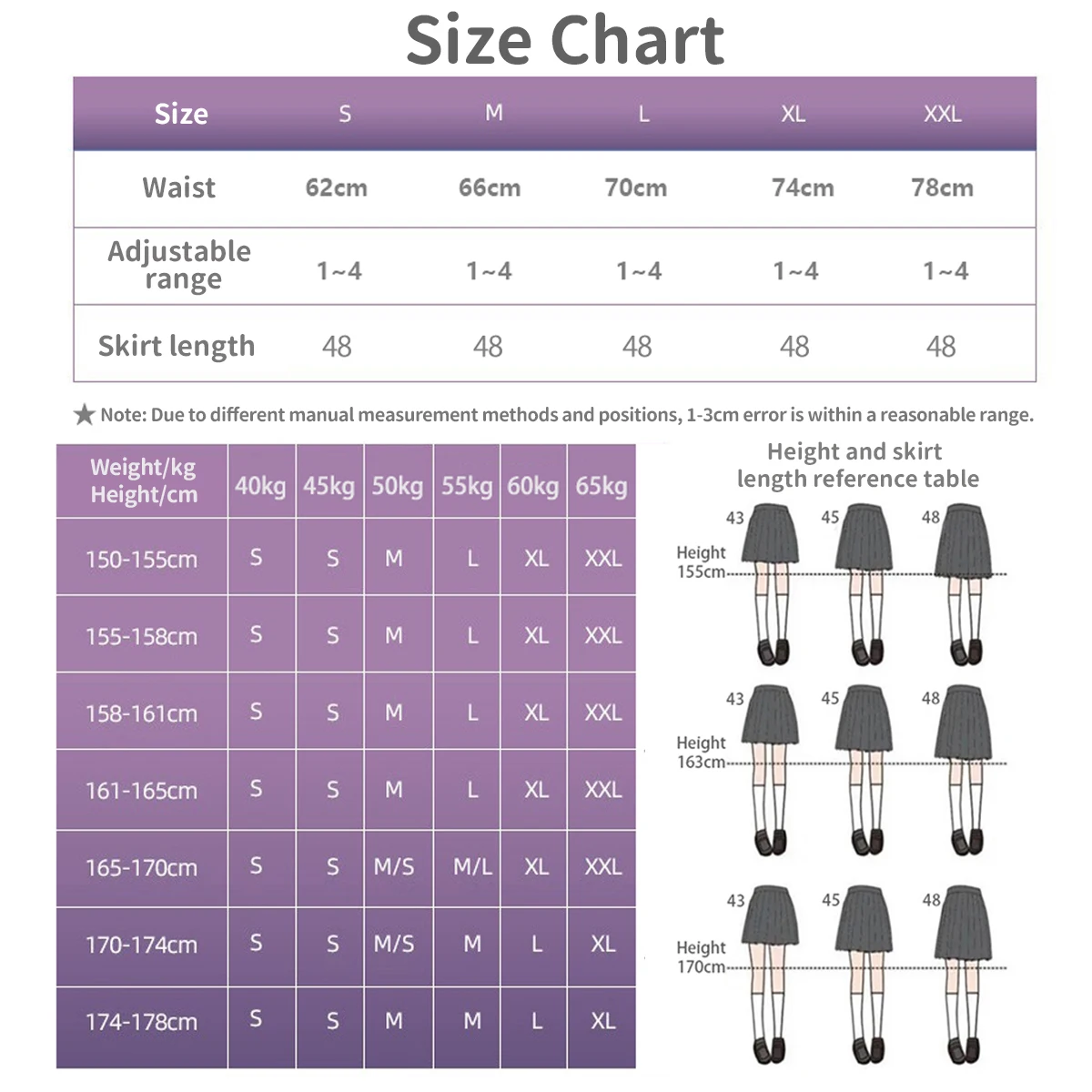 HOLOUN Pleated Jk Skirt 48CM 4PCS Set Bow Necktie Tie Long Sleeve Shirt Plaid High Waist A-Line School Uniform 9 Colors Gift