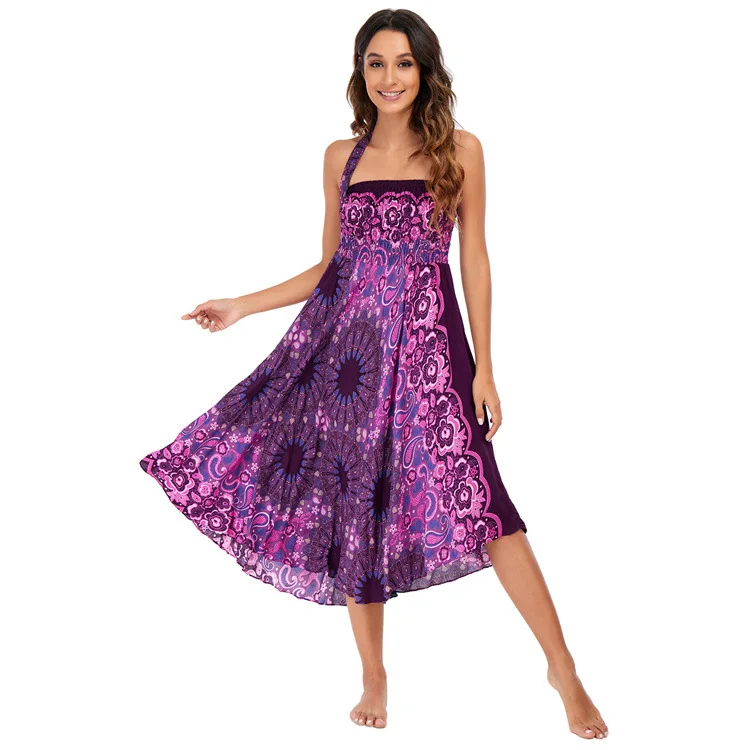 Maxi Boho Lange Röcke für Damen Bohemian Rock mit Blumenmuster Gypsy Boho Hippie Yoga Urlaub Strand – Detail 24