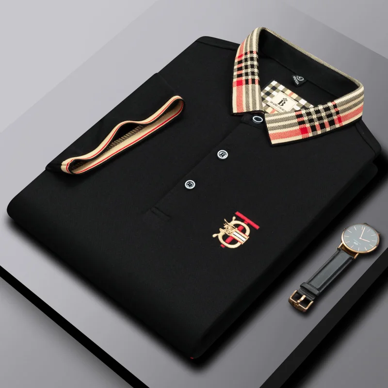 Hochwertiges Sommer-Herren-Kurzarm-Poloshirt Klassischer Kragen Einreihige Knopfleiste Modische Stickerei Freizeit Bequeme Herren-Oberteile